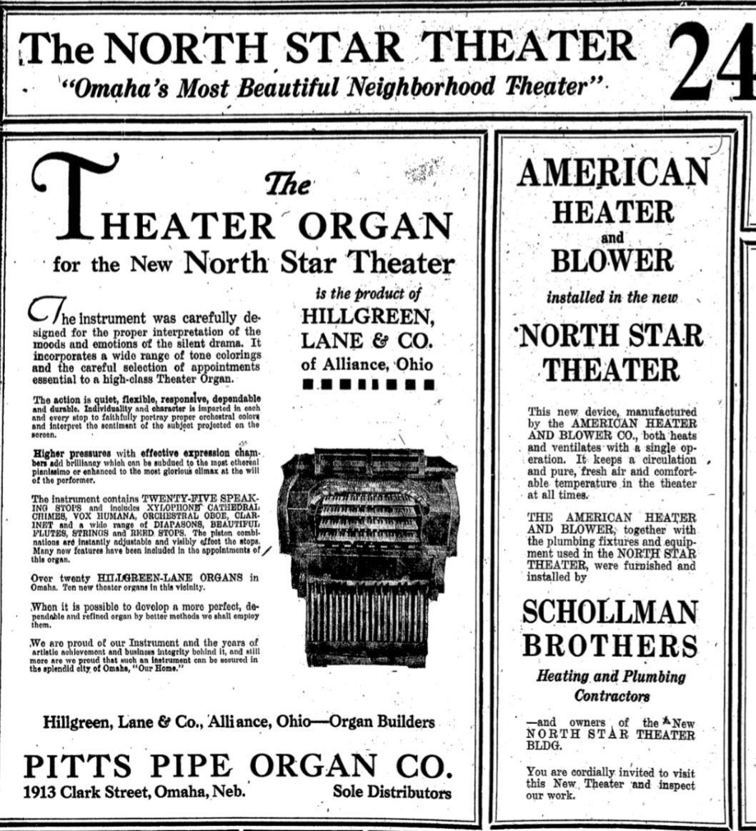 Scan of a story / advertisement of the Theater Organ for the New North Star Theater